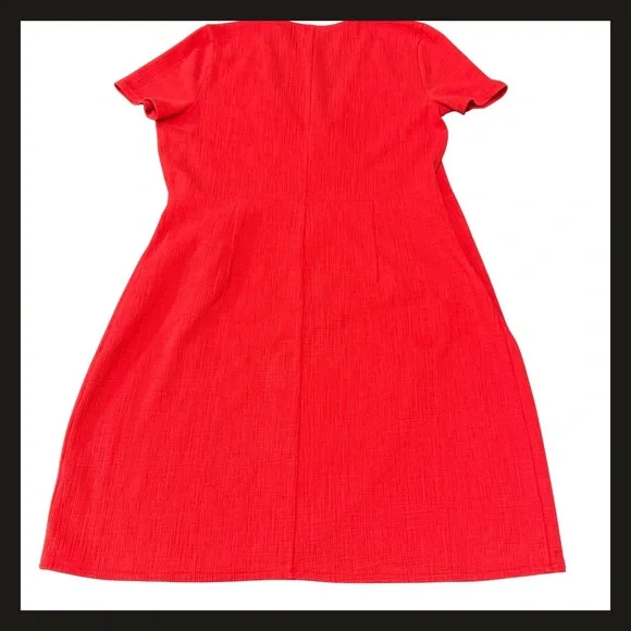 J.Crew Red Faux Wrap Slip On Dress Women’s Medium SP20 AK924 Midi Viscose EUC - Picture 3 of 12
